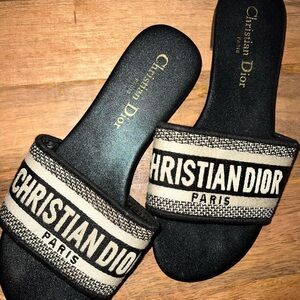 Christian Dior Embroidered Slides - no box, no tags. No scratches. SZ 38